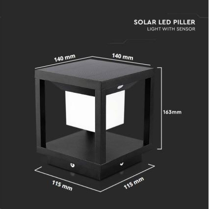 Luce solare a LED con sensore LED/2W/5,5V 3000K IP65 2600 mAh nero