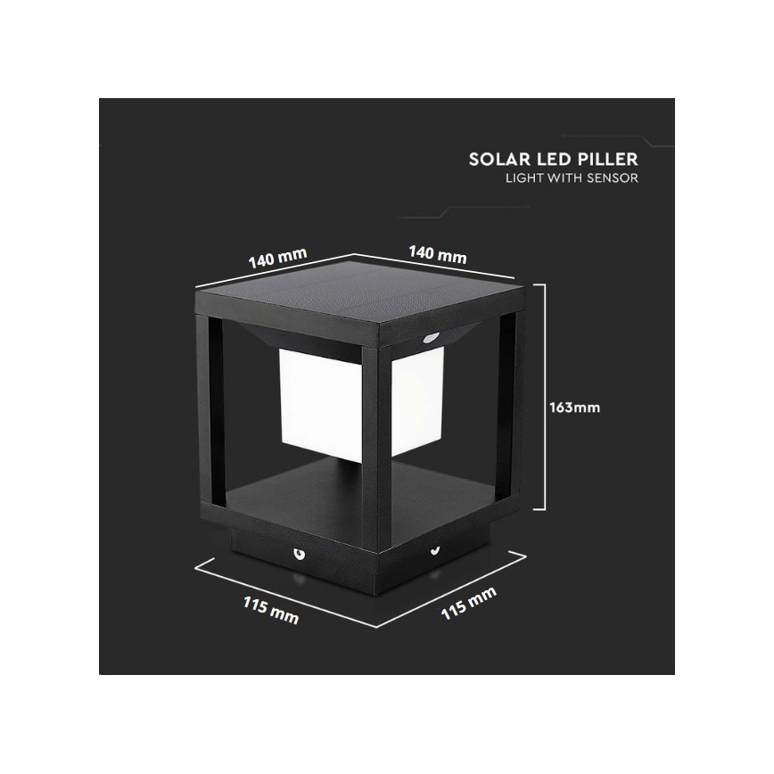 Luce solare a LED con sensore LED/2W/5,5V 3000K IP65 2600 mAh nero