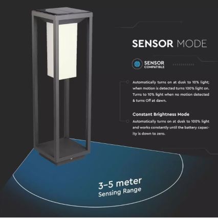Luce solare a LED con sensore SAMSUNG CHIP LED/2W/3,7V IP65 2600 mAh