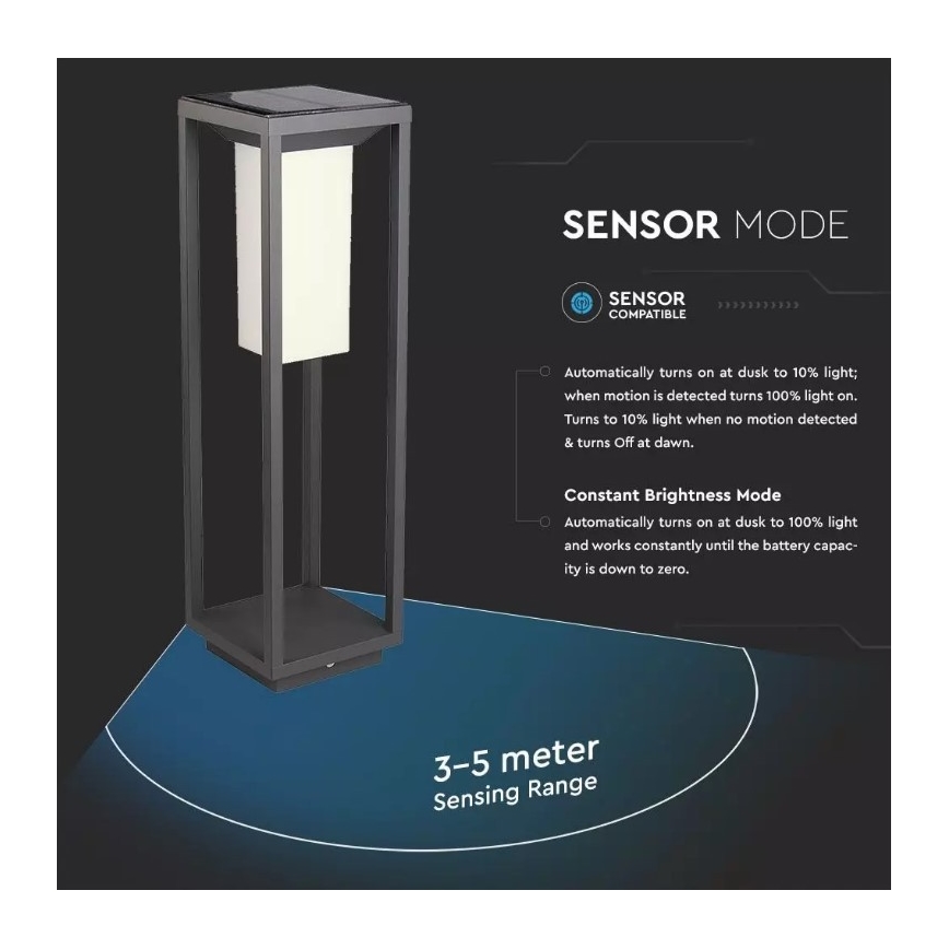 Luce solare a LED con sensore SAMSUNG CHIP LED/2W/3,7V IP65 2600 mAh