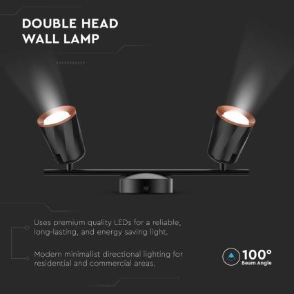 Luce Spot a LED 2xLED/5W/230V 3000K nero