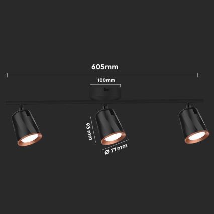 Luce Spot a LED 3xLED/5W/230V 3000K nero