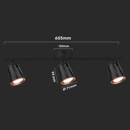 Luce Spot a LED 3xLED/5W/230V 4000K nero