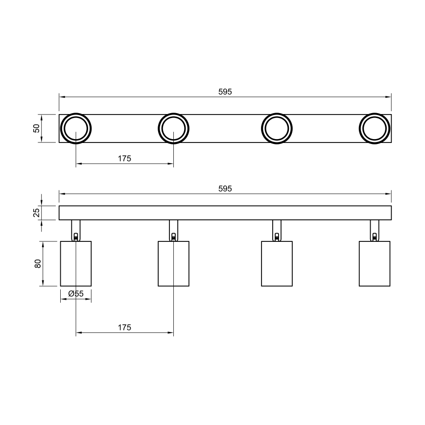 Luce Spot ANGIE 4xGU10/35W/230V nero