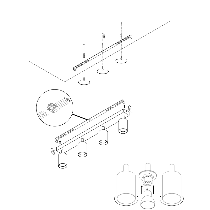 Luce Spot ANGIE 4xGU10/35W/230V nero