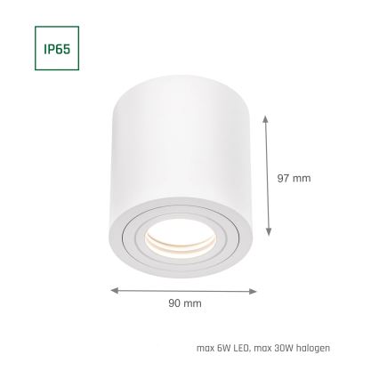 Luce Spot da bagno CHLOE 1xGU10/30W/230V IP65 arrotondato bianco