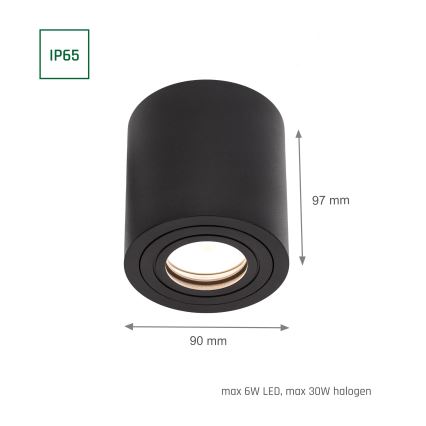 Luce Spot da bagno CHLOE 1xGU10/30W/230V IP65 arrotondato nero