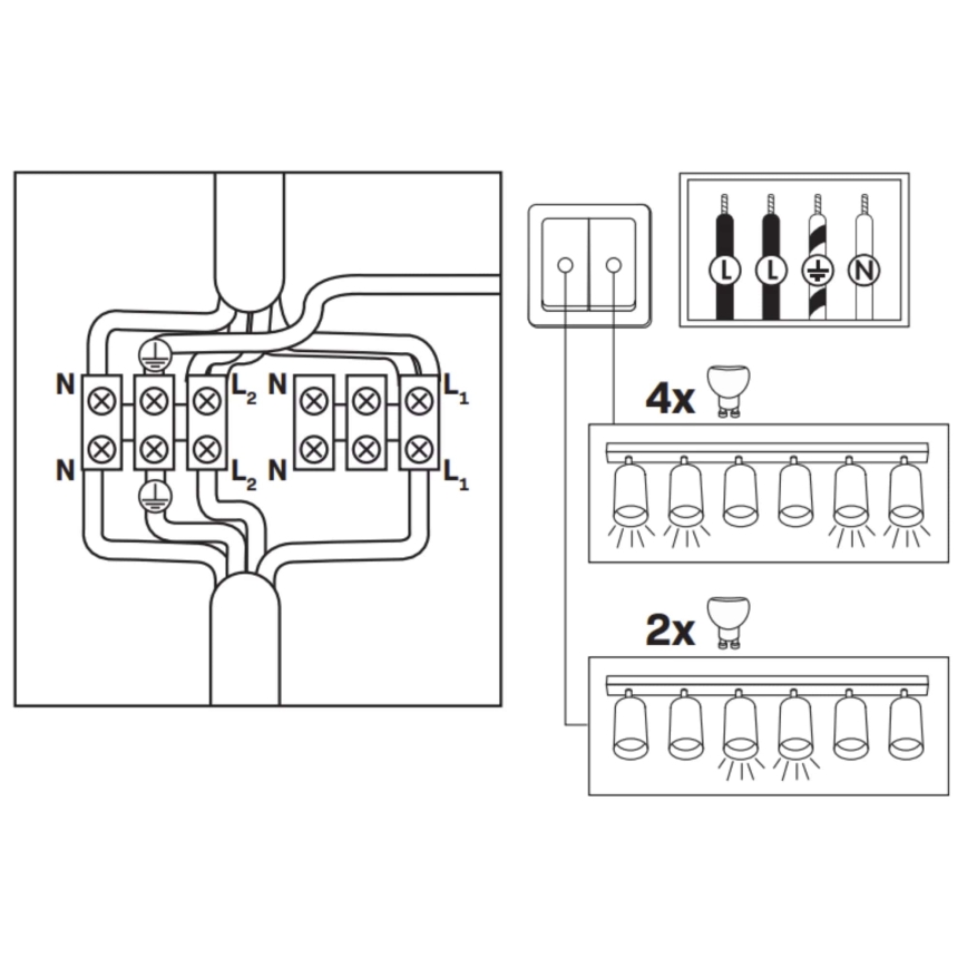 Luce Spot da bagno TURYN 6xGU10/10W/230V IP44 nero