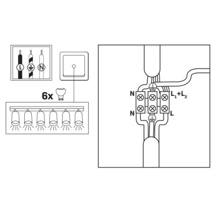 Luce Spot da bagno TURYN 6xGU10/10W/230V IP44 nero