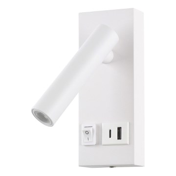 Luce Spot da parete a LED con USB LED/2W/230V bianco