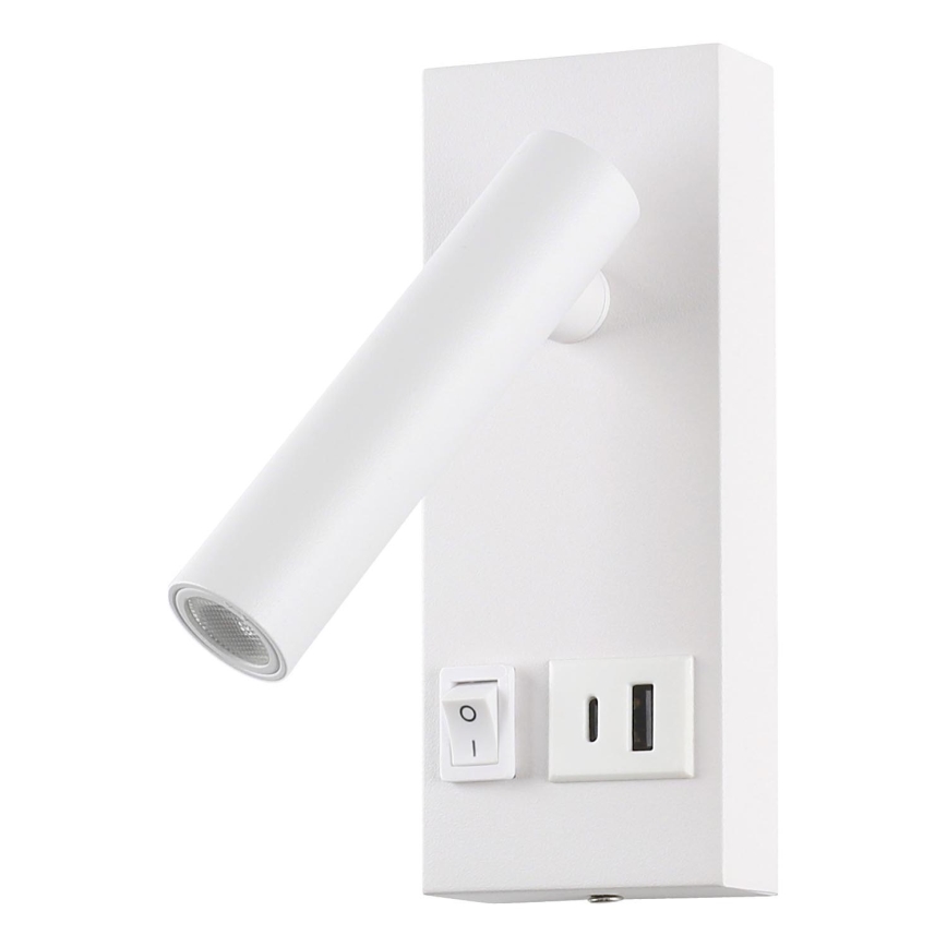 Luce Spot da parete a LED con USB LED/2W/230V bianco