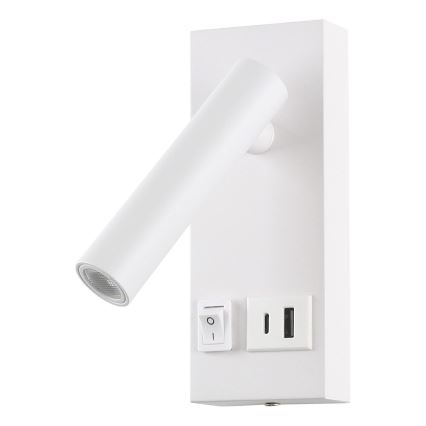 Luce Spot da parete a LED con USB LED/2W/230V bianco