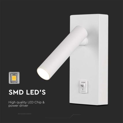 Luce Spot da parete a LED con interruttore LED/2W/230V 3000K bianco