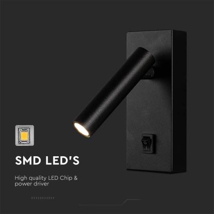 Luce Spot da parete a LED LED/2W/230V 4000K nero