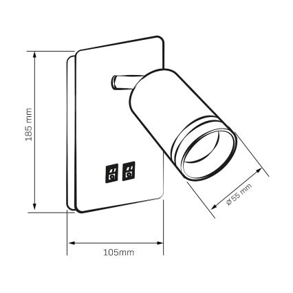 Luce Spot da parete a LED PARIGI 1xGU10/10W/230V + LED/6W/230V bianco