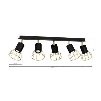 Luce Spot DANTE 5xGU10/25W/230V nero/oro