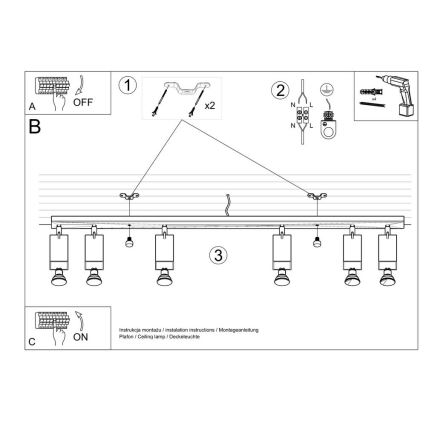 Luce Spot MERIDA 6xGU10/40W/230V bianco