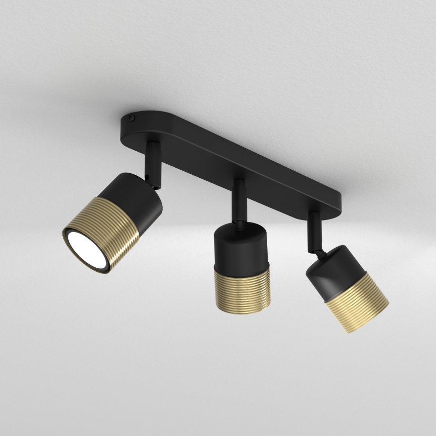 Luce Spot MIZU 3xGU10/8W/230V nero/ottone