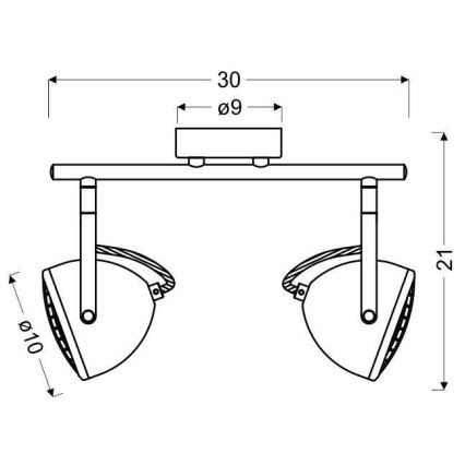 Luce Spot PENT 2xGU10/50W/230V