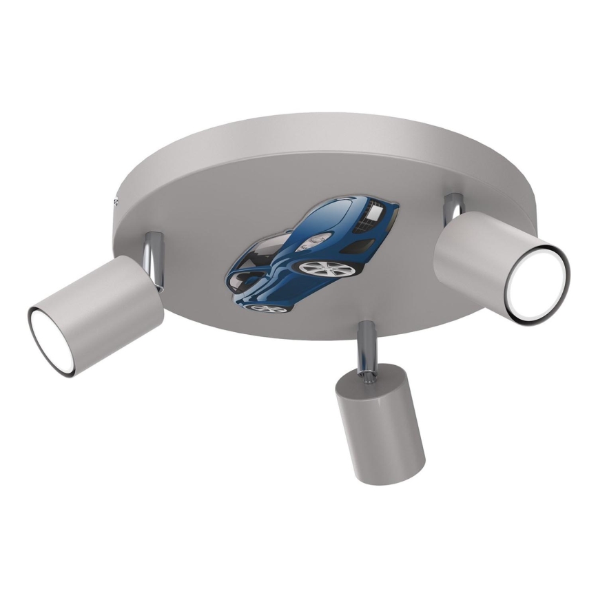 Luce Spot per bambini FUN 3xGU10/8W/230V grigio/macchina