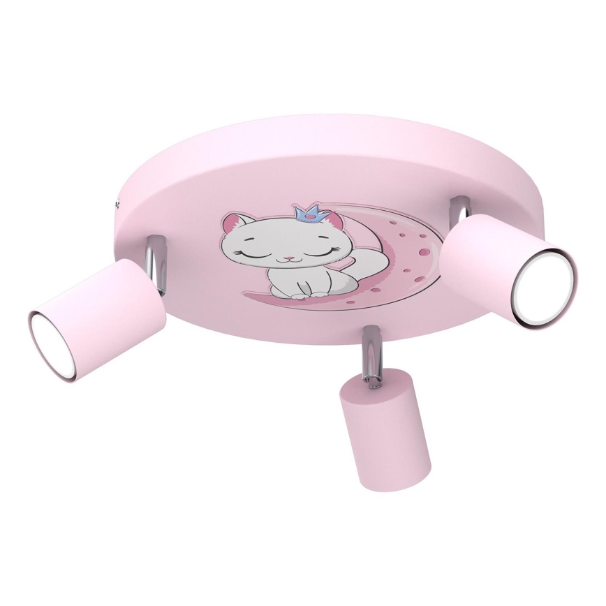Luce Spot per bambini FUN 3xGU10/8W/230V rosa/gatta