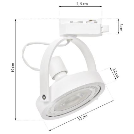 Luce Spot per sistema a binario LUGAR 1xAR111 - GU10/25W/230V