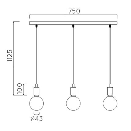 Lucide 08408/03/30 - Cavo di alimentazione FIX MULTIPLE 3xE27/60W/230V