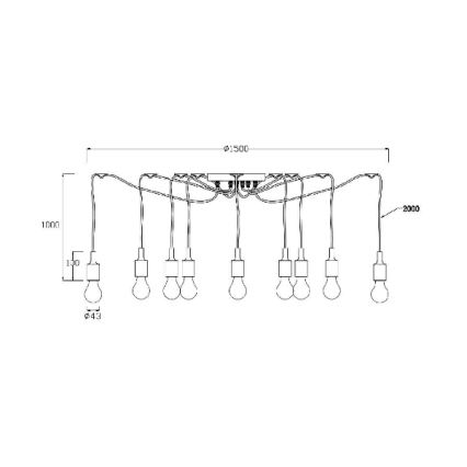 Lucide 08408/10/30 - Lampada a sospensione FIX MULTIPLE 10xE27/60W/230V