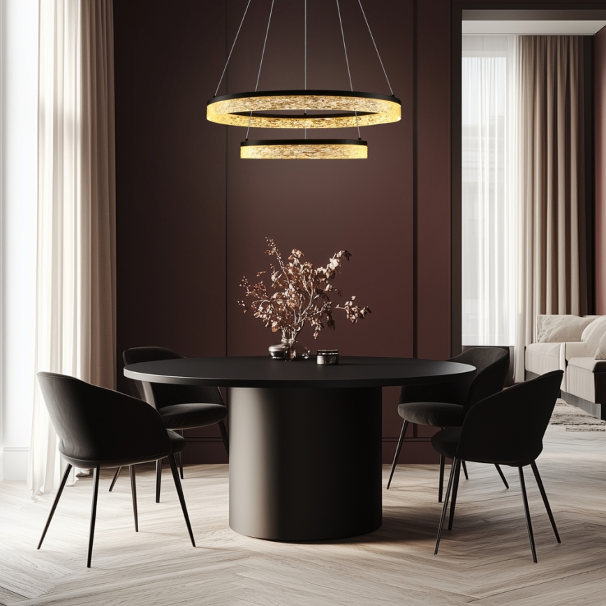 Lustro a sospensione FROZI LED/38W/230V Ø 60 cm nero