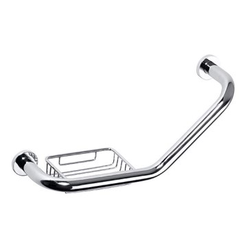 Maniglia con portasapone 45,5x25 cm, in acciaio inox finitura argento