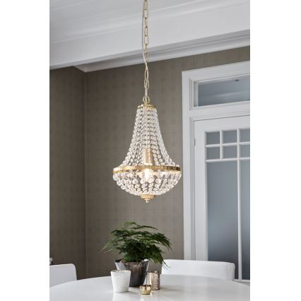 Markslöjd 106118 - Lampadario di cristallo a sospensione con catena GRÄNSÖ 1xE27/60W/230V