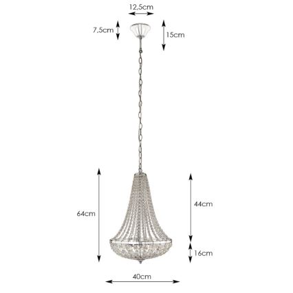 Markslöjd 106119 - Lampadario di cristallo su catena GRÄNSÖ 2xE14/40W/230V