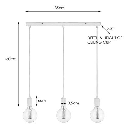 Markslöjd 106336 - Lampadario a sospensione con filo SKY 3xE27/60W/230V