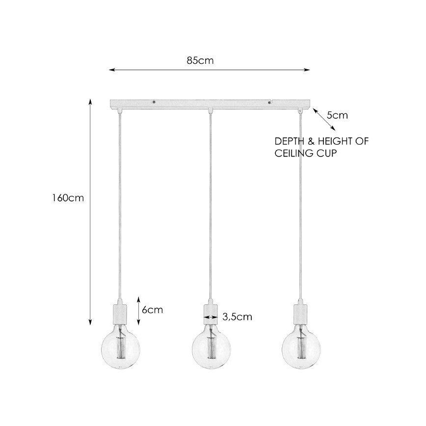 Markslöjd 106336 - Lampadario a sospensione con filo SKY 3xE27/60W/230V