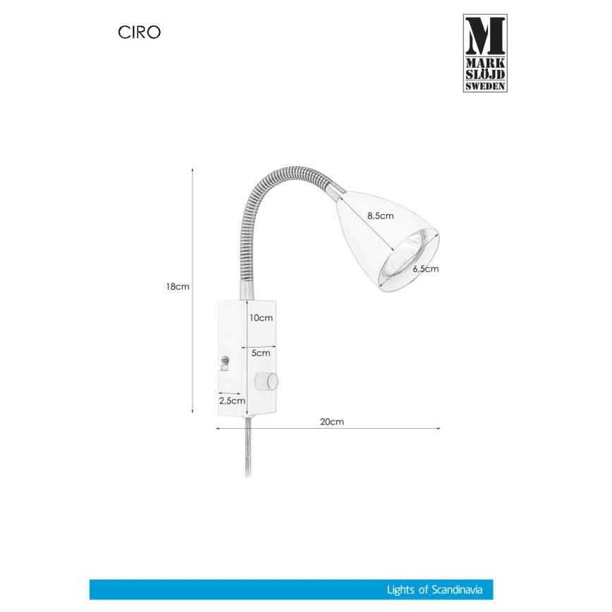 Markslöjd 106588 - Applique dimmerabile CIRO 1xGU10/7W/230V
