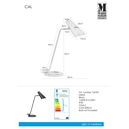 Markslöjd 106781 - Lampada da tavolo CAL 1xE14/40W/230V