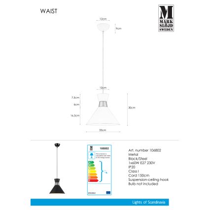 Markslöjd 106802 - Lampadario a sospensione con filo WAIST 1xE27/60W/230V