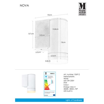 Markslöjd 106912 - Applique a LED da esterno NOVA LED/8W/230V IP44