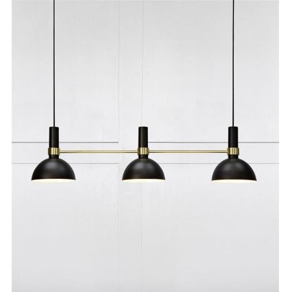 Markslöjd 106971 - Lampadario a sospensione con filo LARRY 3xE27/60W/230V nero/oro