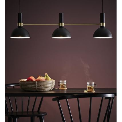 Markslöjd 106971 - Lampadario a sospensione con filo LARRY 3xE27/60W/230V nero/oro