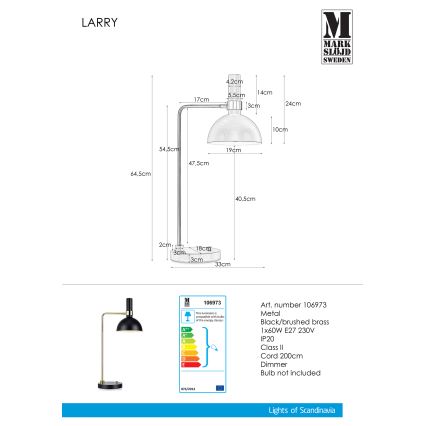Markslöjd 106973 - Lampada da tavolo dimmerabile LARRY 1xE27/60W/230V
