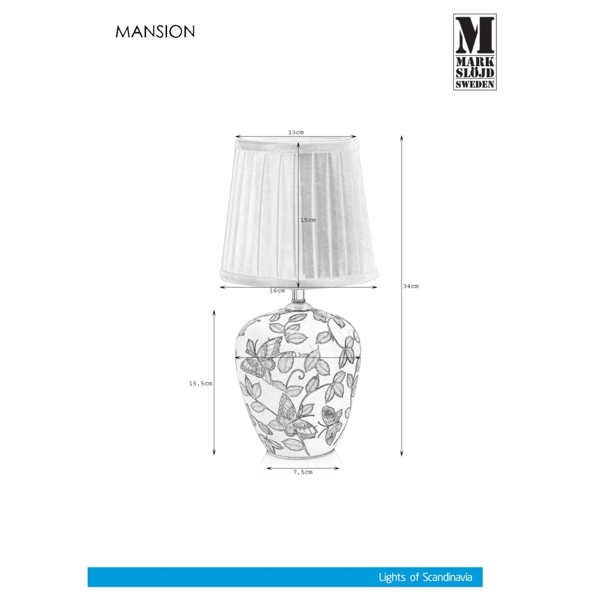 Markslöjd 107039 - Lampada da tavolo MANSION 1xE14/40W/230V