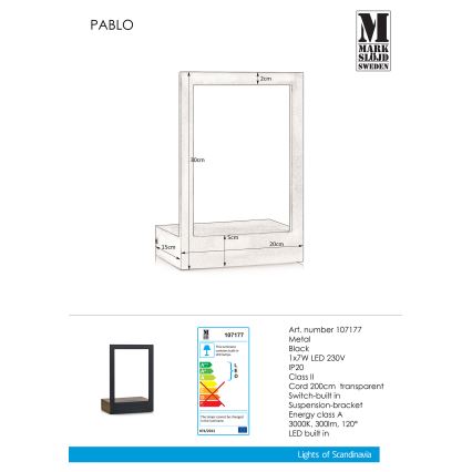 Markslöjd 107177 - Applique a LED con cornice PABLO LED/7W/230V