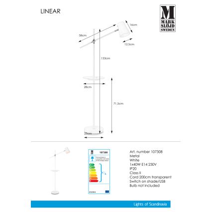 Markslöjd 107308 - Lamapada da terra con USB LINEAR 1xE14/40W/230V