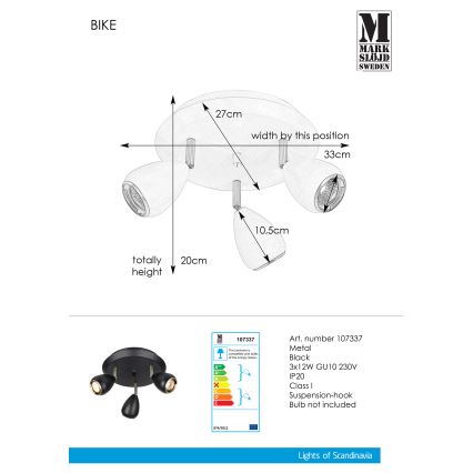 Markslöjd 107337 - Luce Spot BIKE 3xGU10/12W/230V