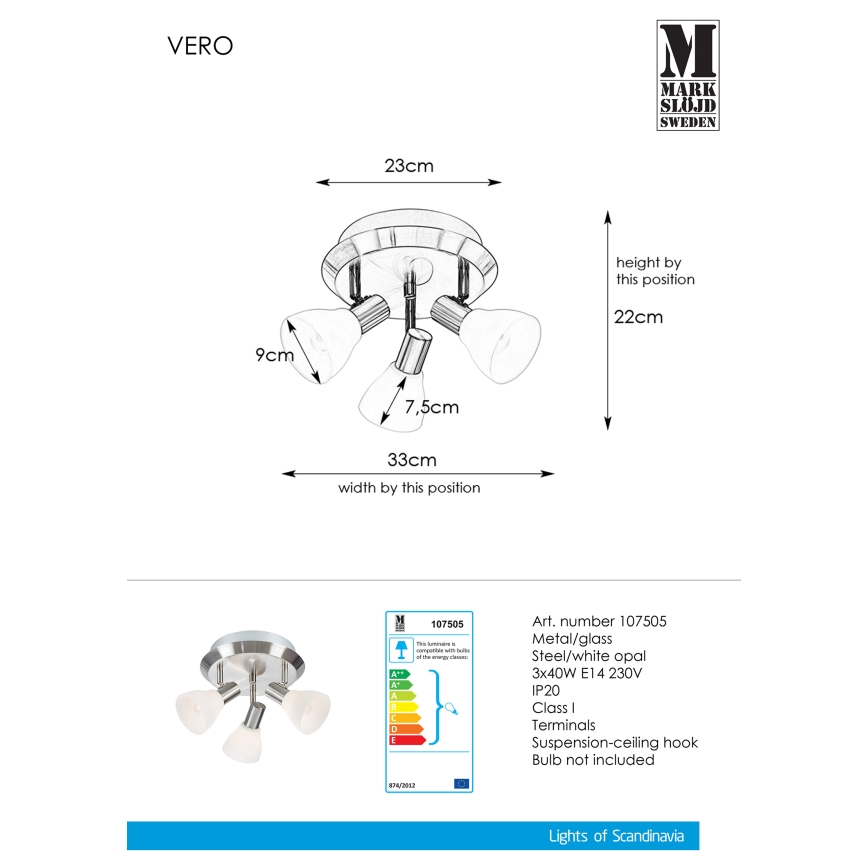 Markslöjd 107505 - Faretto VERO 3xE14/40W/230V cromo lucido