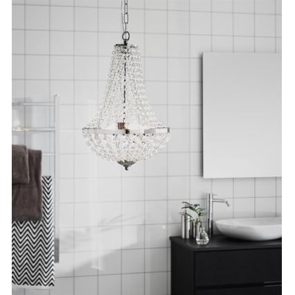 Markslöjd 107550 - Lampadario di cristallo da bagno a sospensione con catena GRÄNSÖ 2xG9/20W/230V IP44