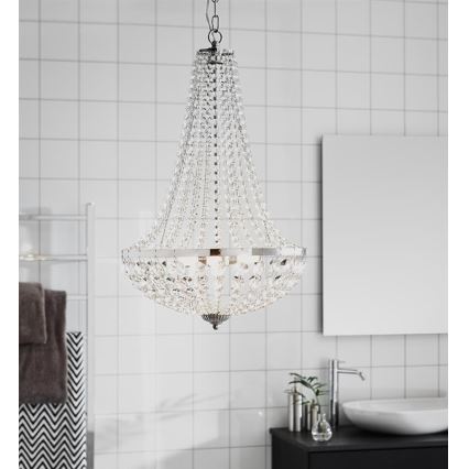 Markslöjd 107551 - Lampadario di cristallo da bagno a sospensione con catena 3xG9/20W/230 IP44