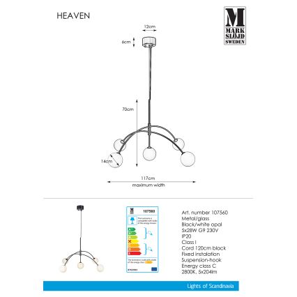Markslöjd 107560 - Lampadario a sospensione con filo HEAVEN 5xG9/28W/230V