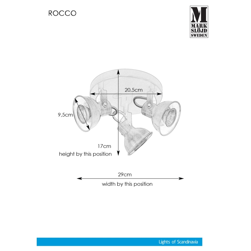 Markslöjd 107852 - Luce Spot ROCCO 3xGU10/7W/230V